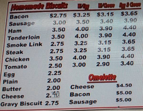 Page 1 of menu, Angie's Place in Hull, GA