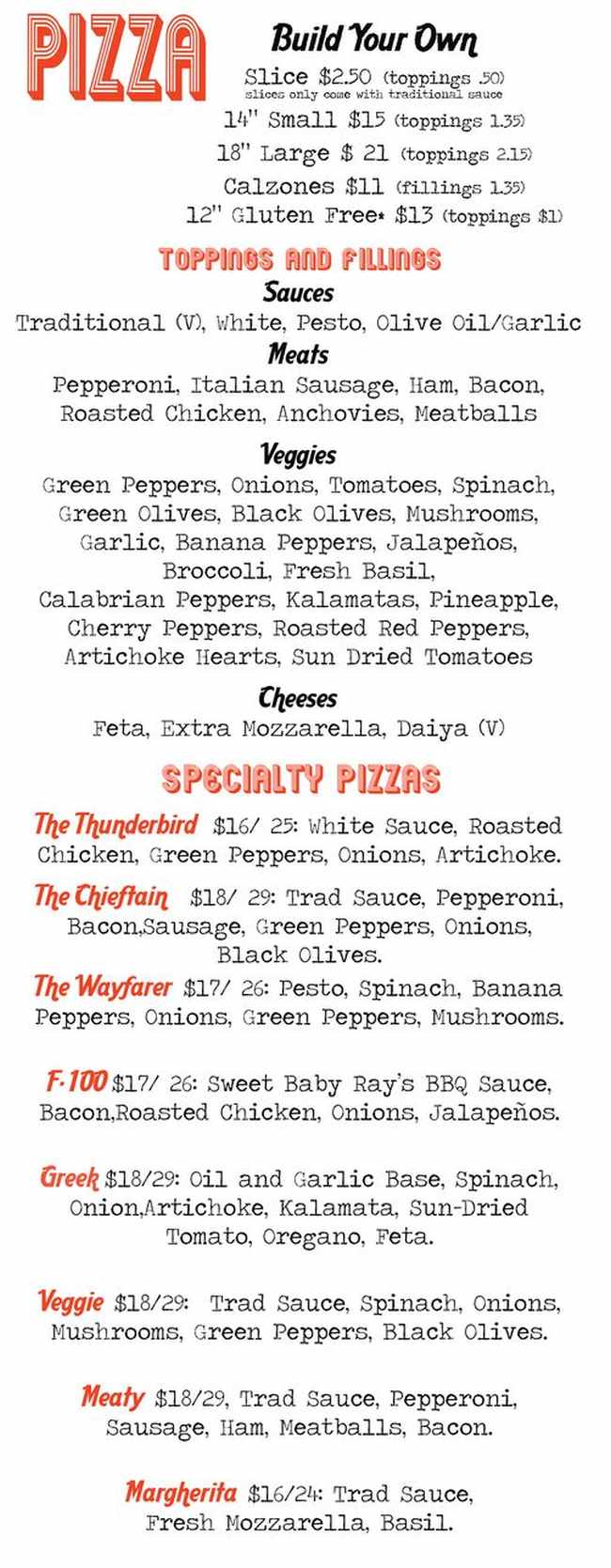 Page 1 of menu, Automatic Pizza Athens, GA
