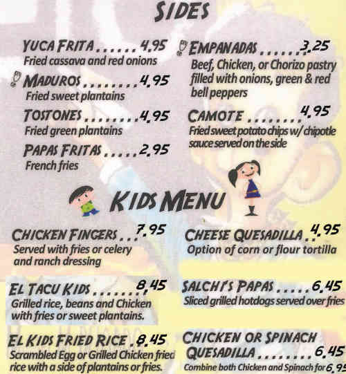Page 8 of menu, Cali N Tito's Athens, GA