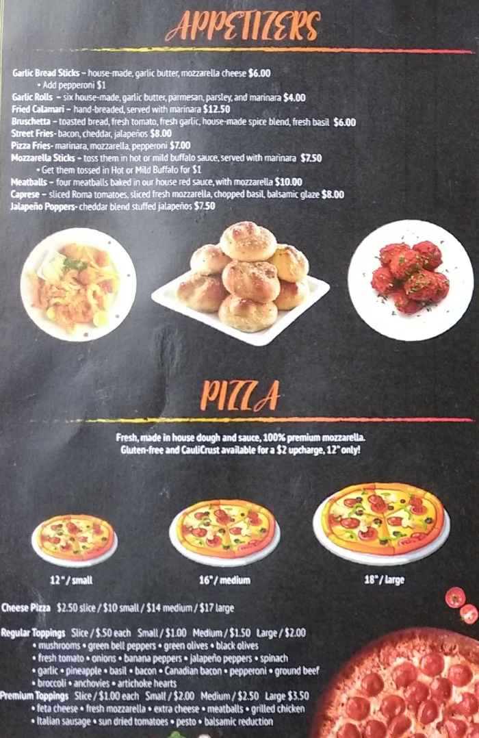 Page 1 of menu, Doughby's Pizza & More Watkinsville, GA