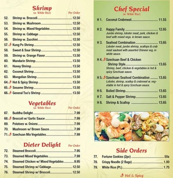 Page 2 of menu, Golden Panda in Athens, GA