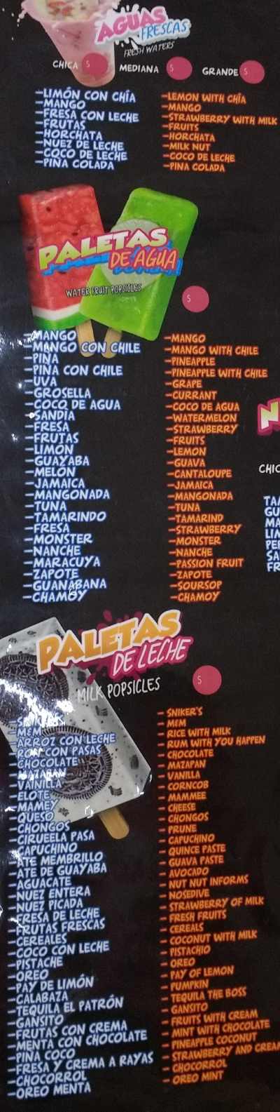 Page 1 of menu, La Michoacana Antojitos Mexicanos in Athens, GA