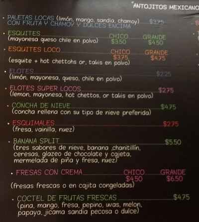 Page 8 of menu, La Michoacana Antojitos Mexicanos in Athens, GA