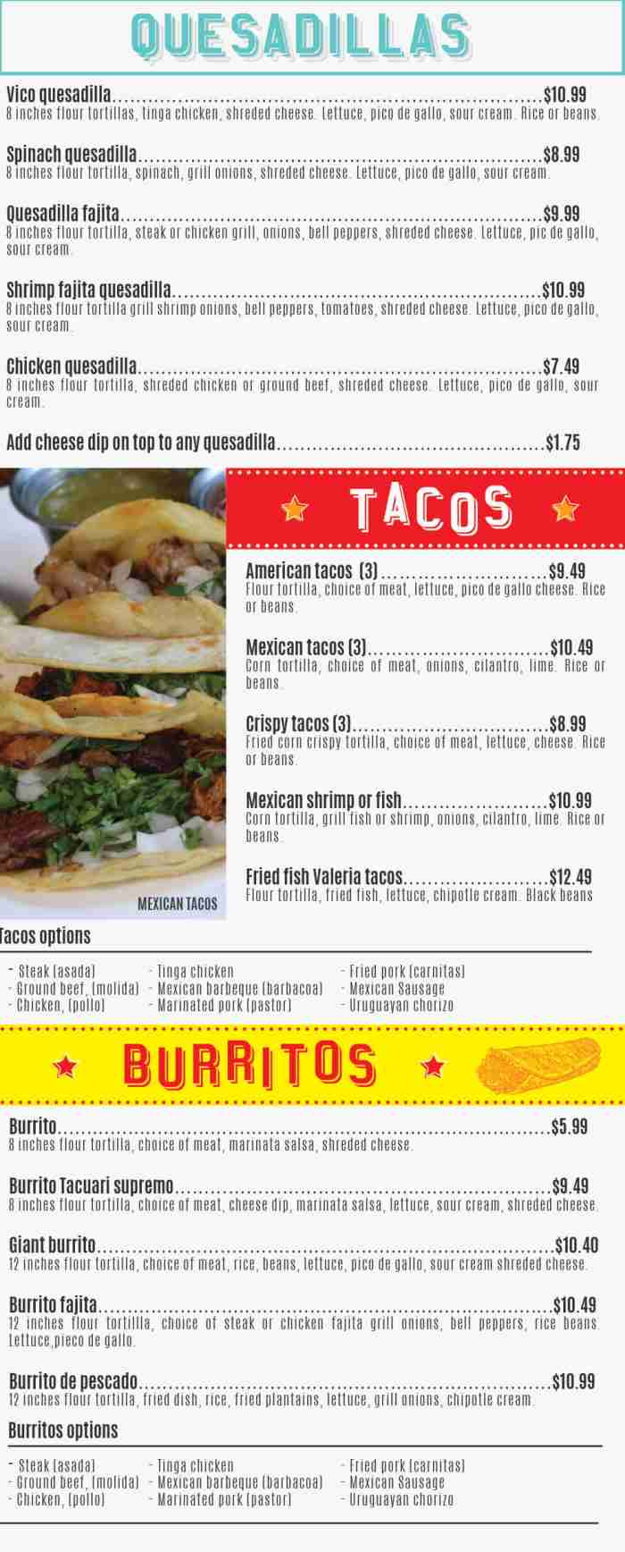 Page 2 of menu, Sabor Latino Grill & Bar Athens, GA