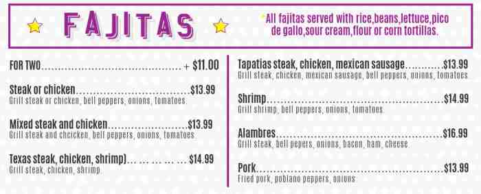 Page 3 of menu, Sabor Latino Grill & Bar Athens, GA