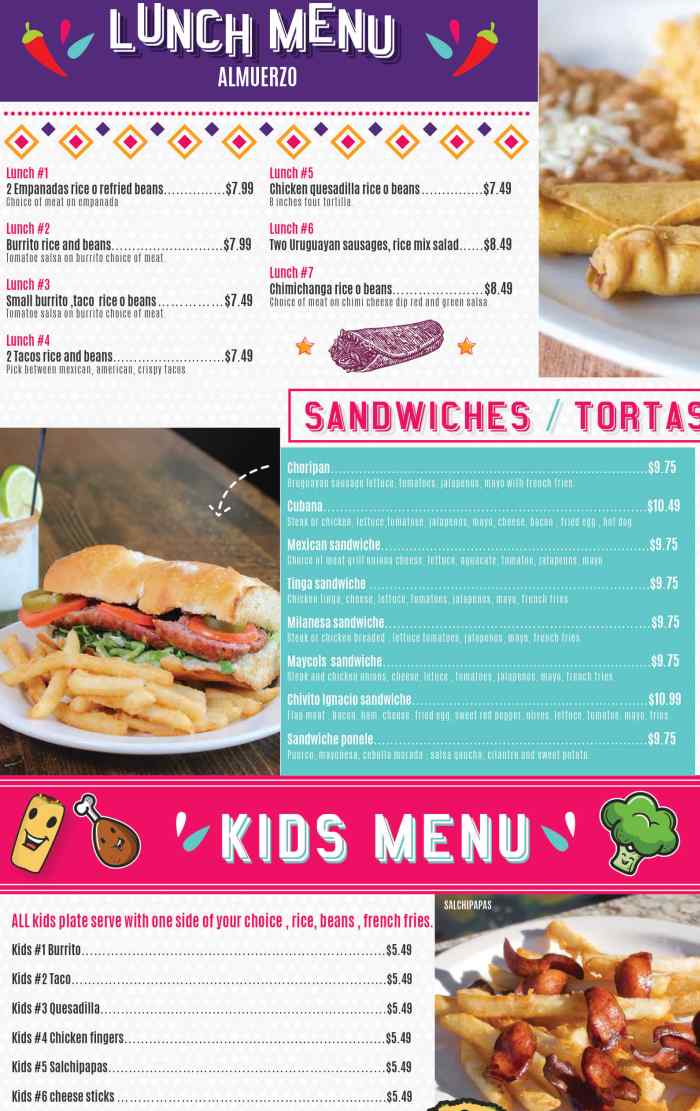 Page 5 of menu, Sabor Latino Grill & Bar Athens, GA