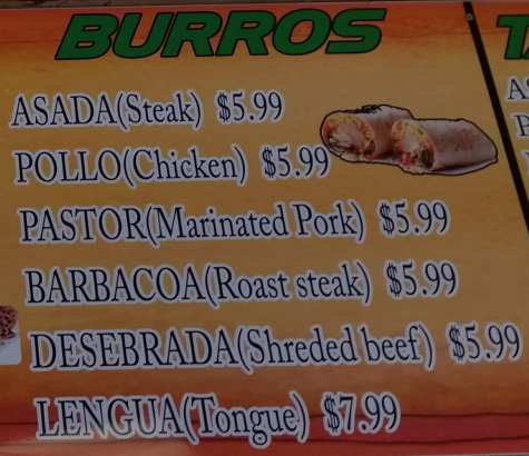 Page 4 of menu, Taqueria Juaritos in Athens, GA